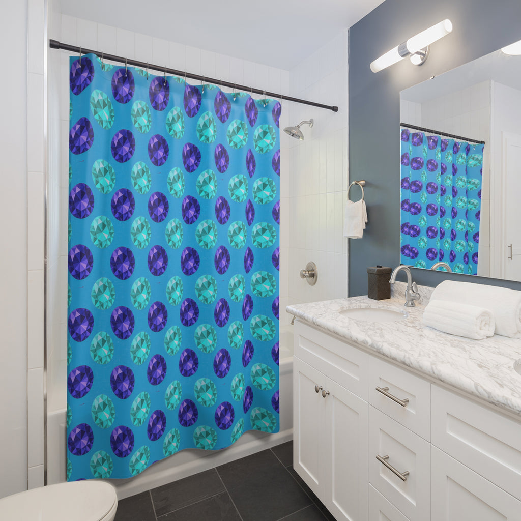 Half-Drop Gem Grid Shower Curtain – Ice Jewel
