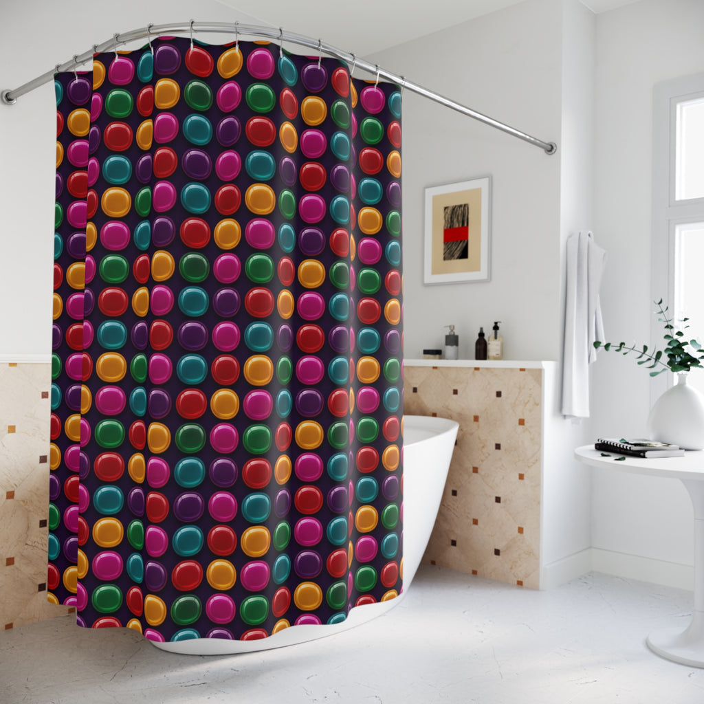 Puffy Glass Cushions Shower Curtain – Psychedelic Pop Pattern