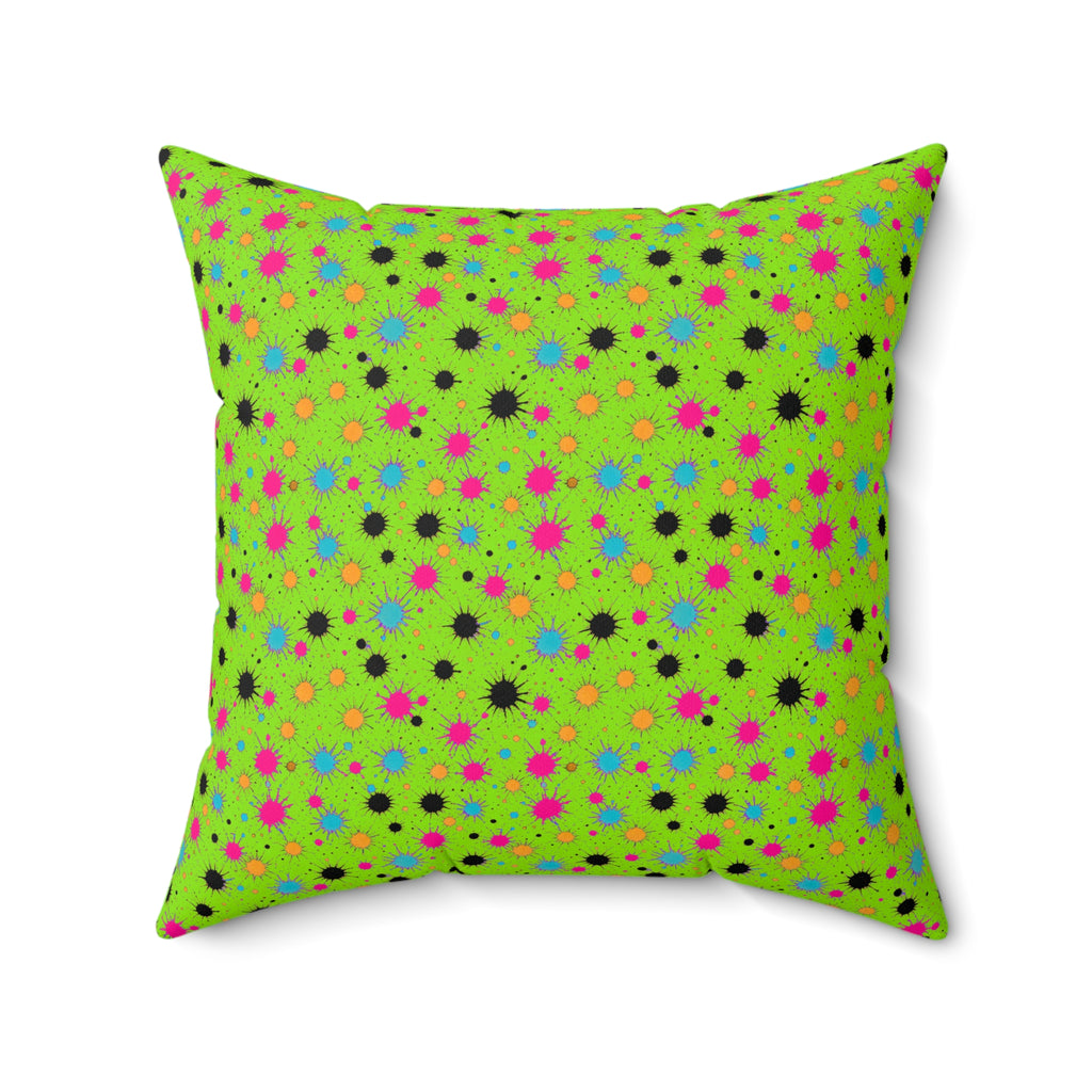 Splat Storm Faux Suede Cushion – Tropical Punch