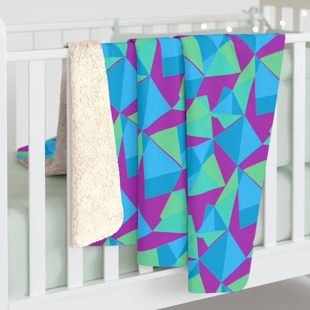 Faceted Gold Panels Sherpa Fleece Blanket – Ice Jewel