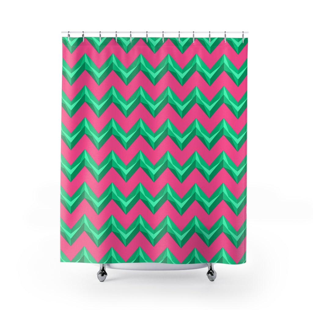 Broad Cut-Gem Chevrons Shower Curtain – Candy Christmas