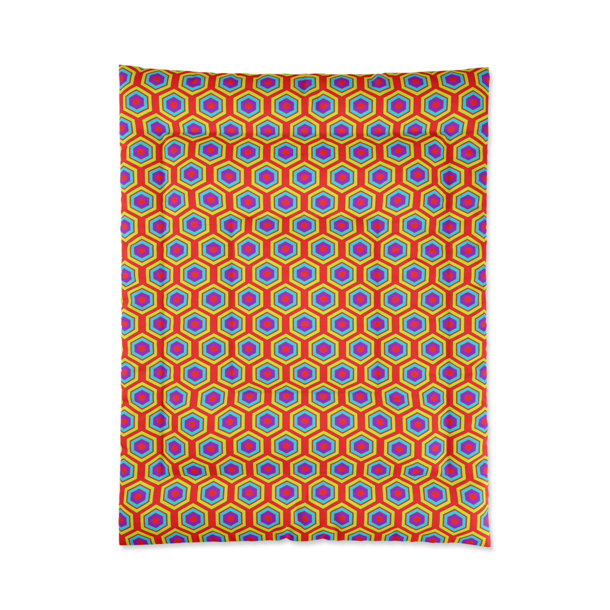 Concentric Hexagon Ripple Comforter – Op-Art Hexagons Pattern