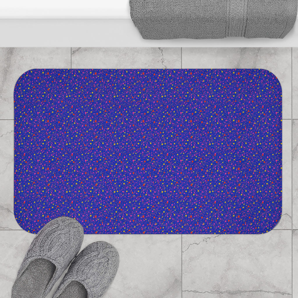 Ultramarine Spatter Bath Mat – Paint Splatter Pattern