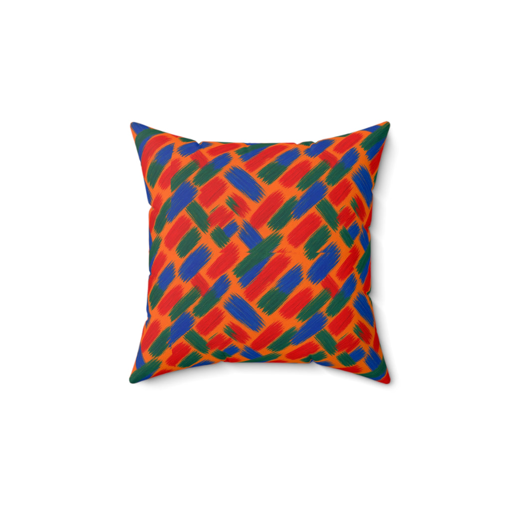 Flat Brush Bands Faux Suede Cushion – Gestural Abstract Pattern