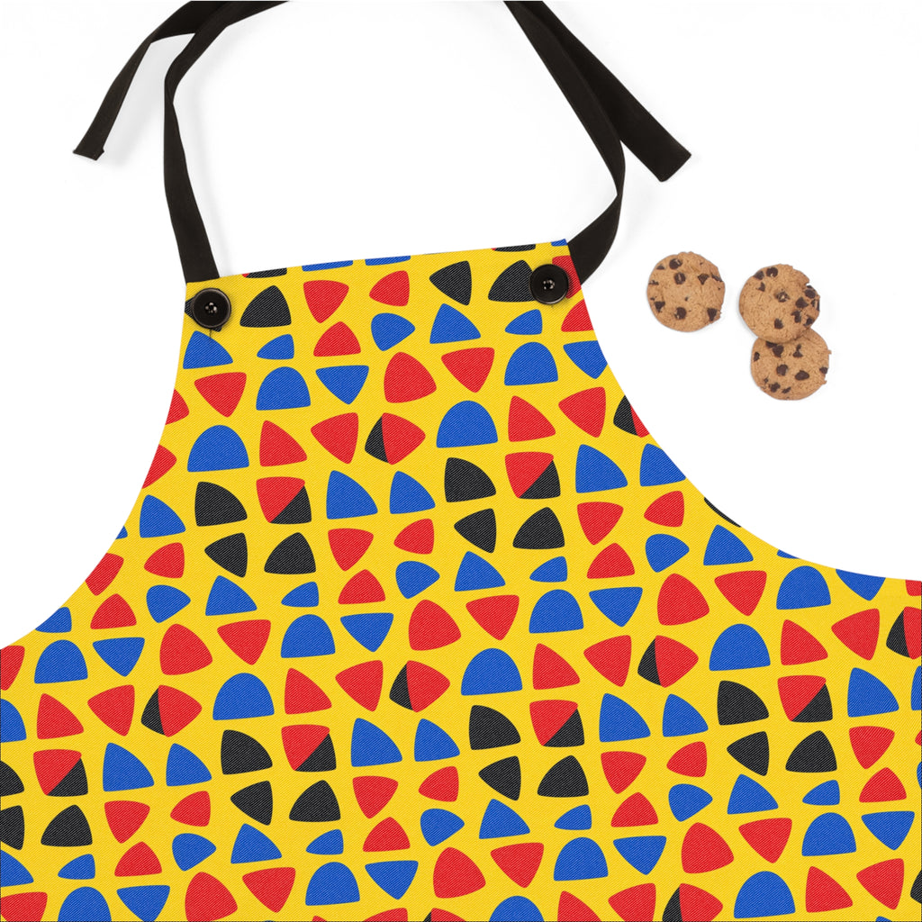 Cut-Out Arcs Yellow Apron – Cut-Paper Abstract Pattern