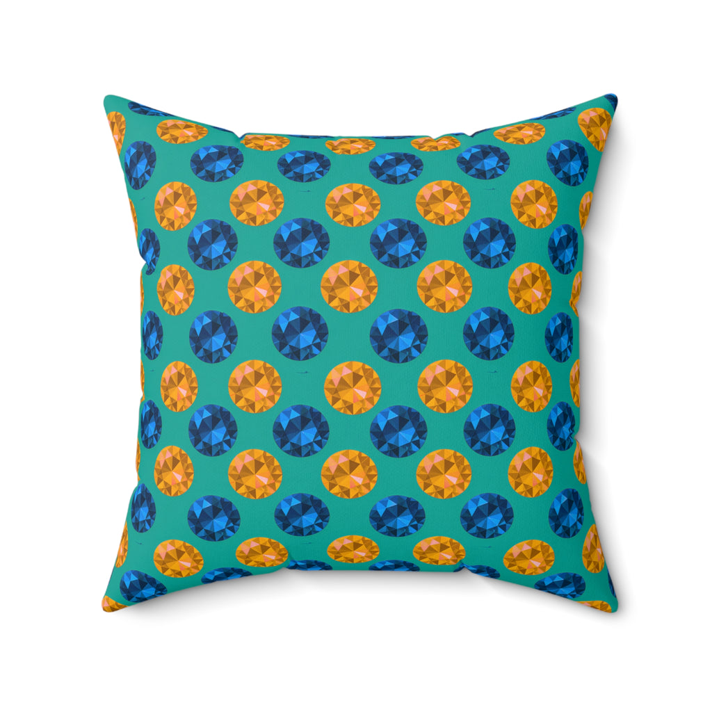 Half-Drop Gem Grid Faux Suede Cushion – Peacock Jewel