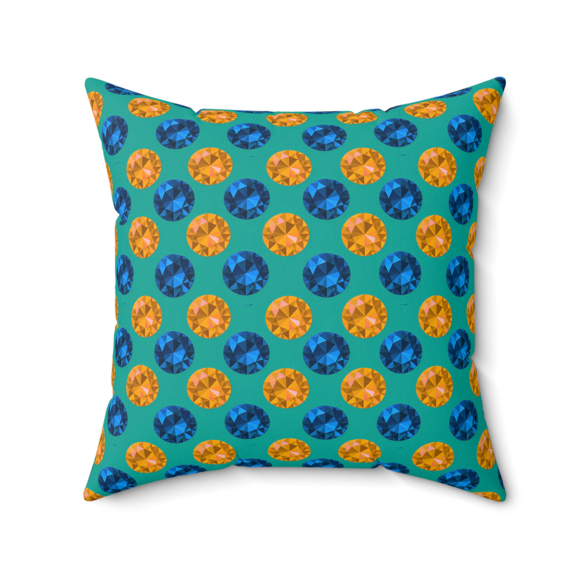 Half-Drop Gem Grid Faux Suede Cushion – Peacock Jewel