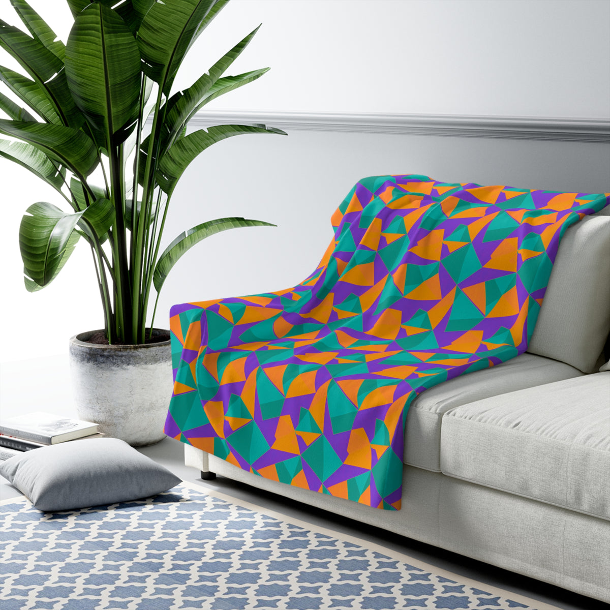 Faceted Gold Panels Sherpa Fleece Blanket – Peacock Jewel