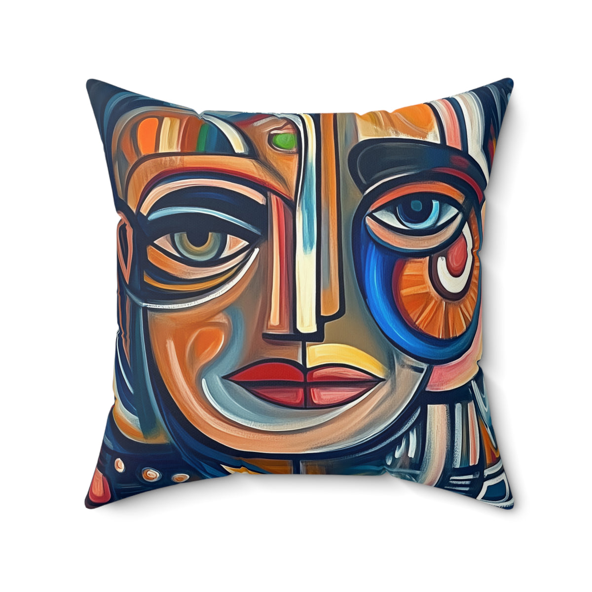 Cubist Face Faux Suede Cushion – Cubist Portrait Art