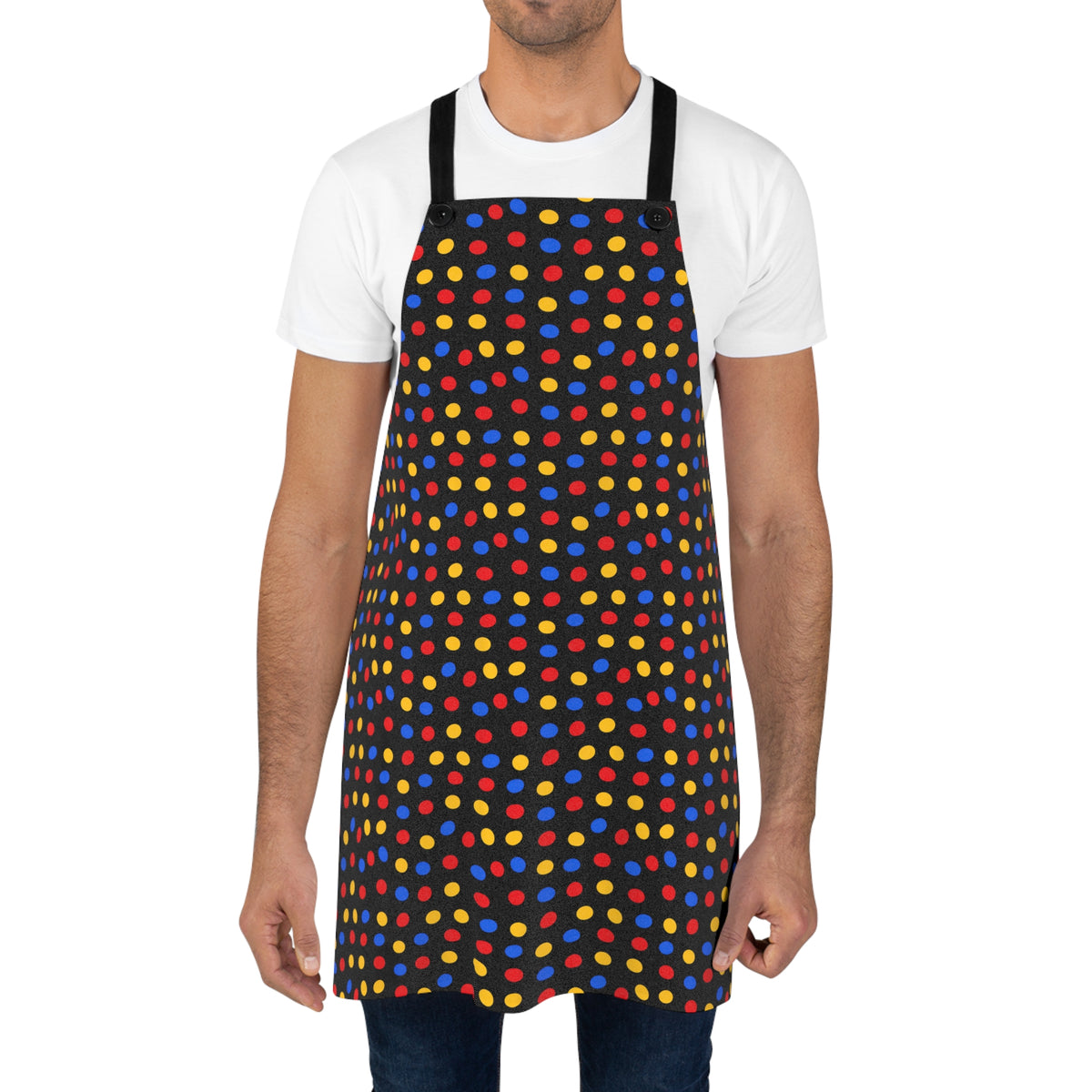 Pebble Scatter Black Apron – Pop Abstract Pattern