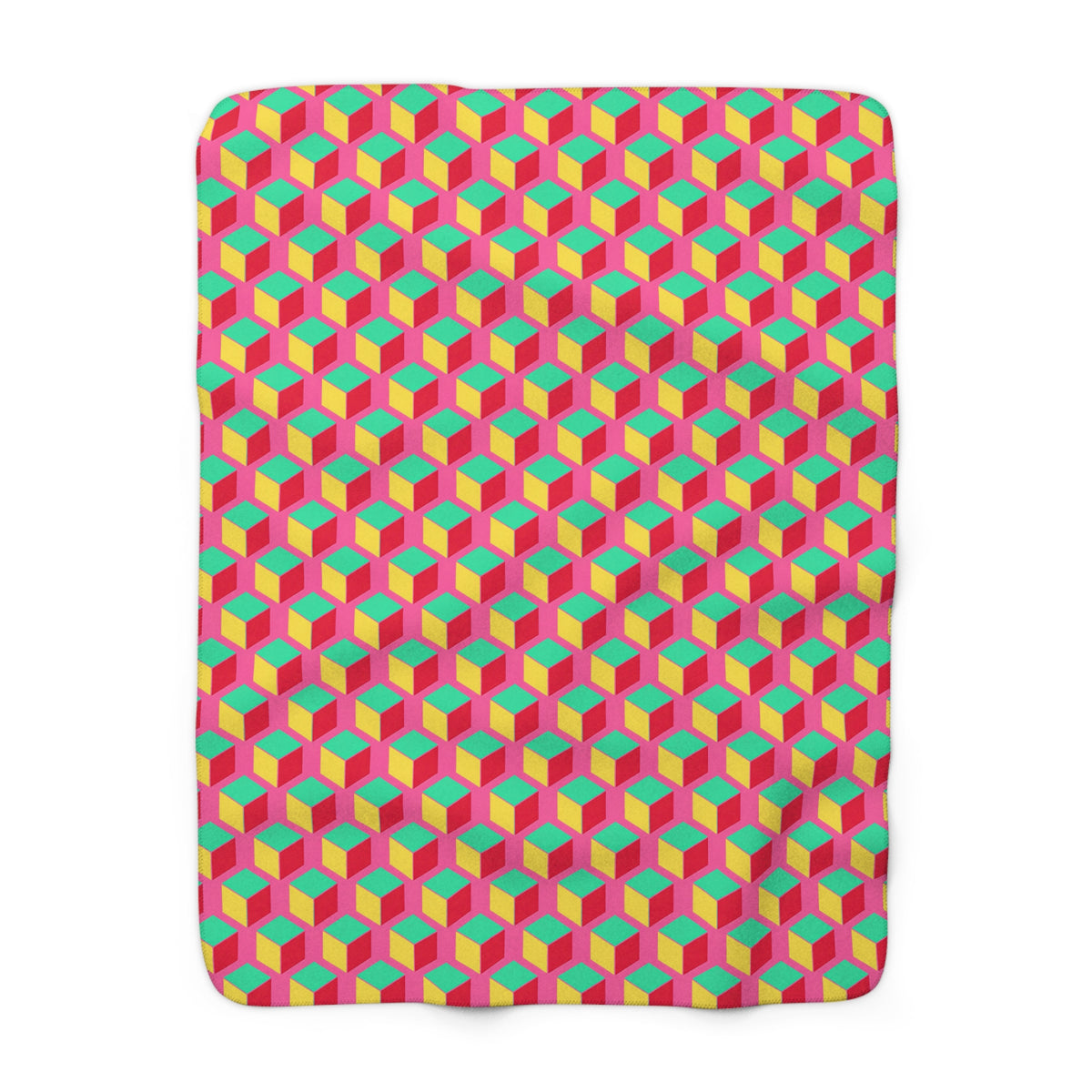 Giant Faceted Cubes II Sherpa Fleece Blanket – Candy Christmas