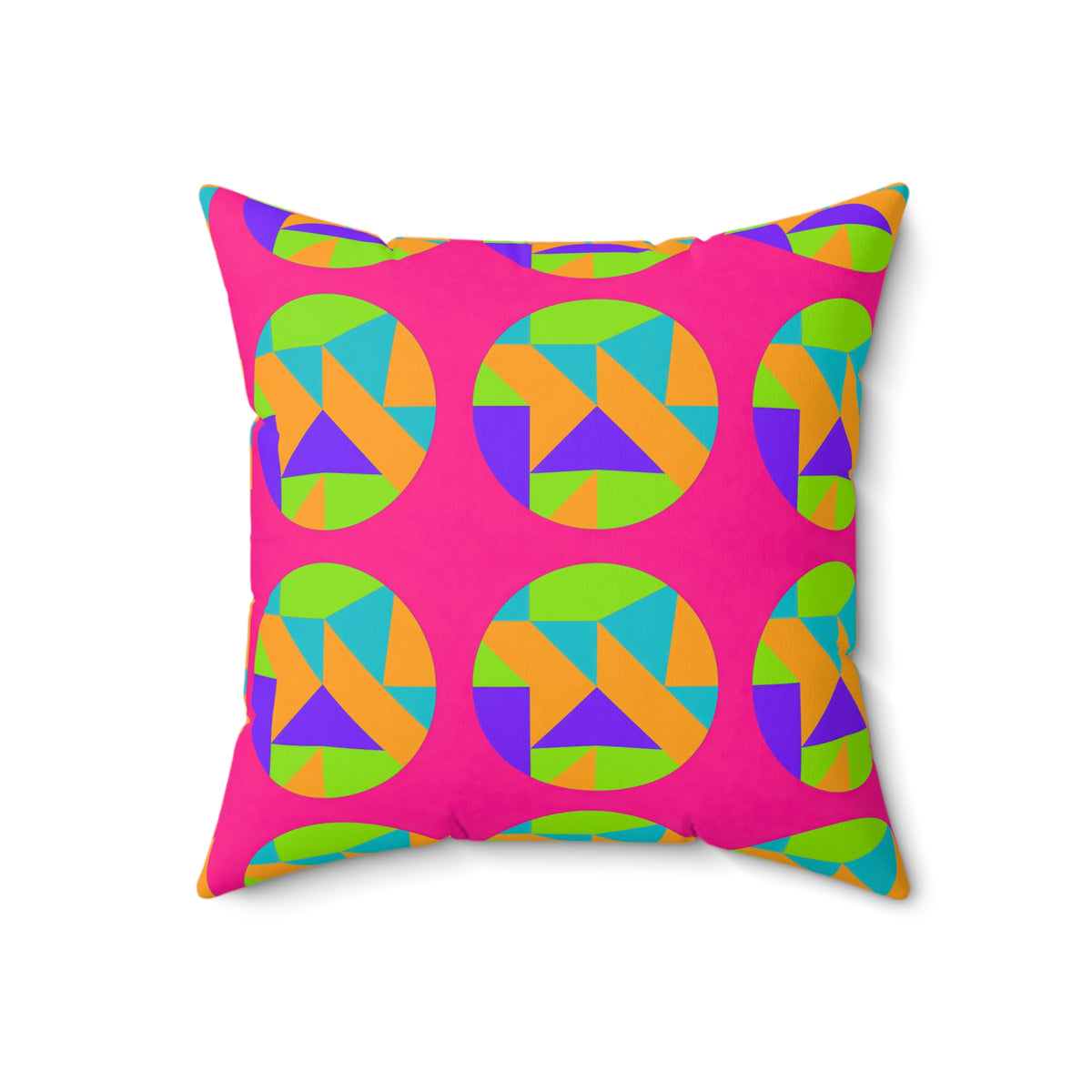 Broken Circle Planes Faux Suede Cushion – Tropical Punch