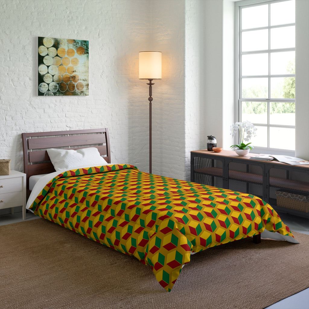 Giant Faceted Cubes II Comforter – Isometric Op-Art Pattern
