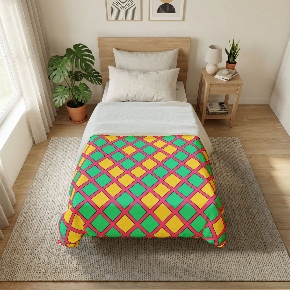 Harlequin Gold Grid Cotton Duvet Cover – Candy Christmas