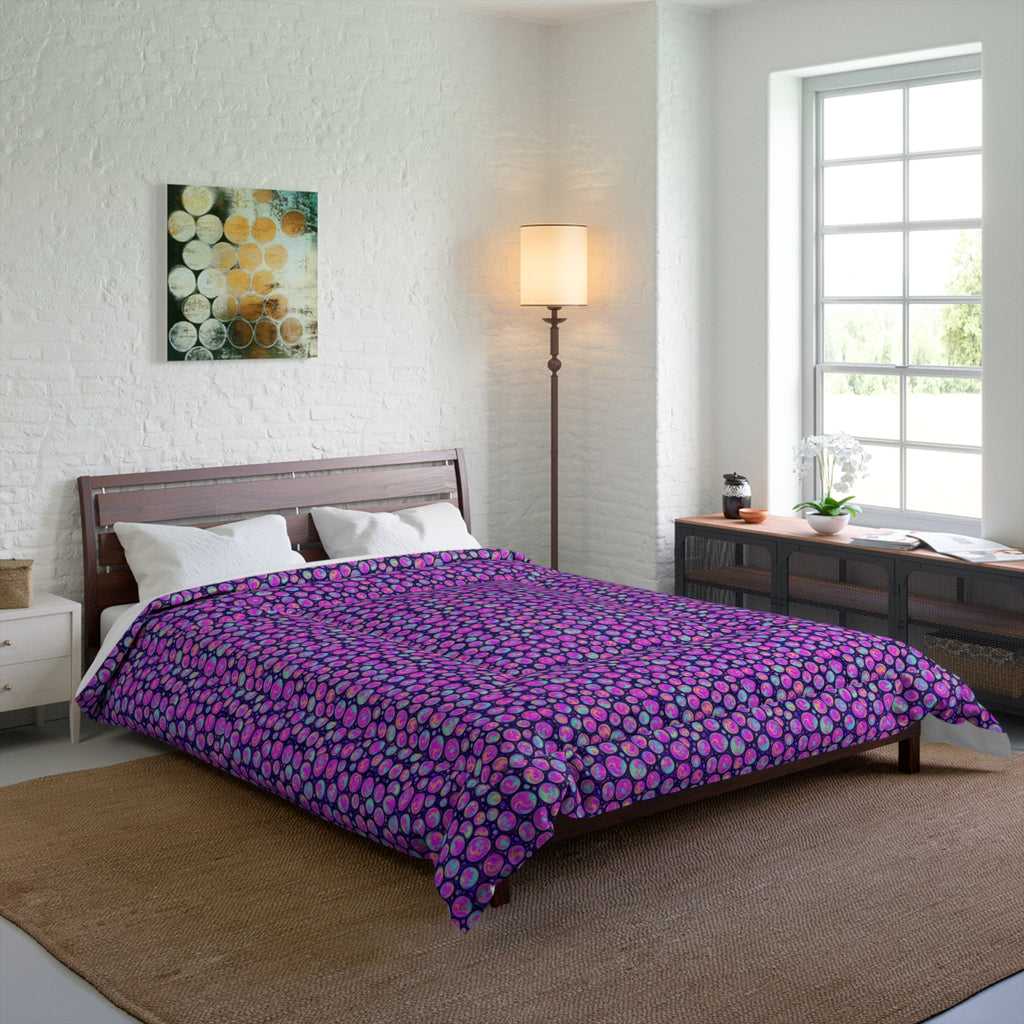 Opal Bubble Cells Comforter – Holographic-Look Fluid Art Pattern
