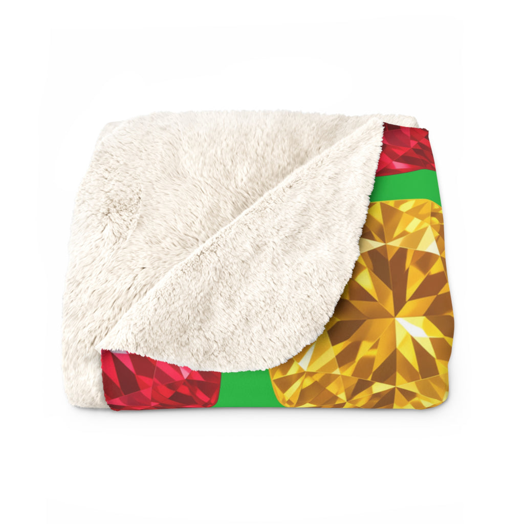 Giant Cut Gem Grid Sherpa Fleece Blanket – Faceted Gem Geometric Pattern
