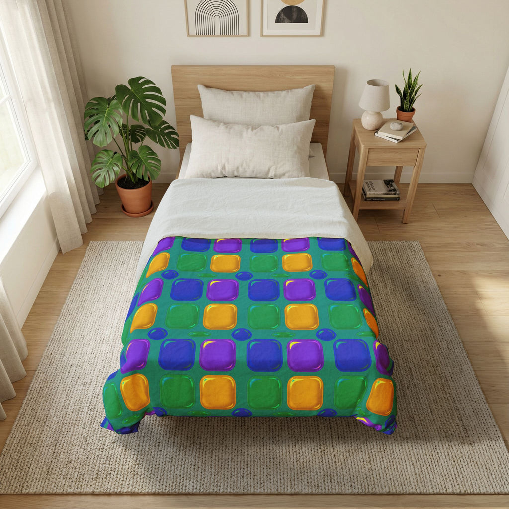 Giant Puffy Glass Cushions Cotton Duvet Cover – Peacock Jewel