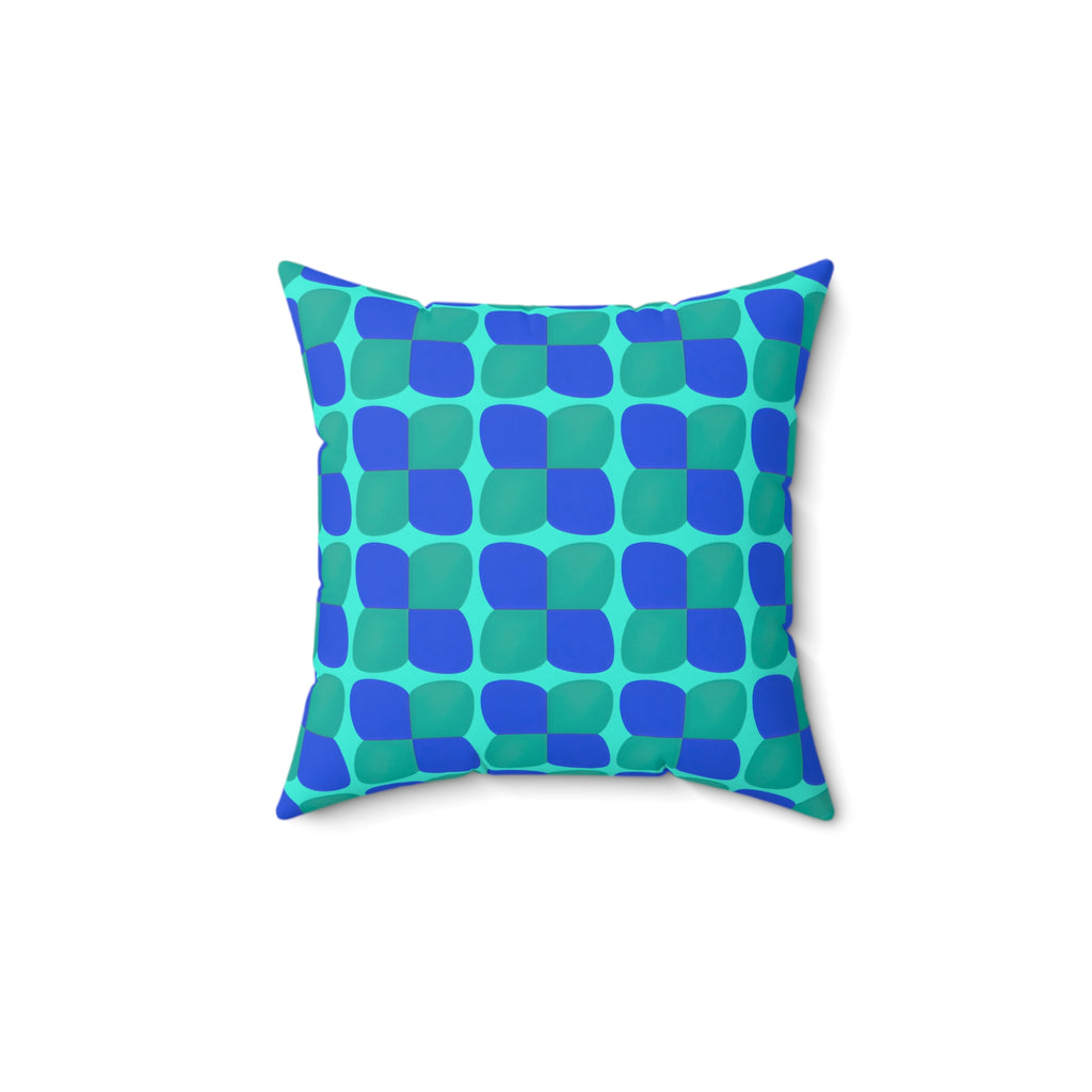 Bold Bulge Checker Faux Suede Cushion – Ocean Jewel