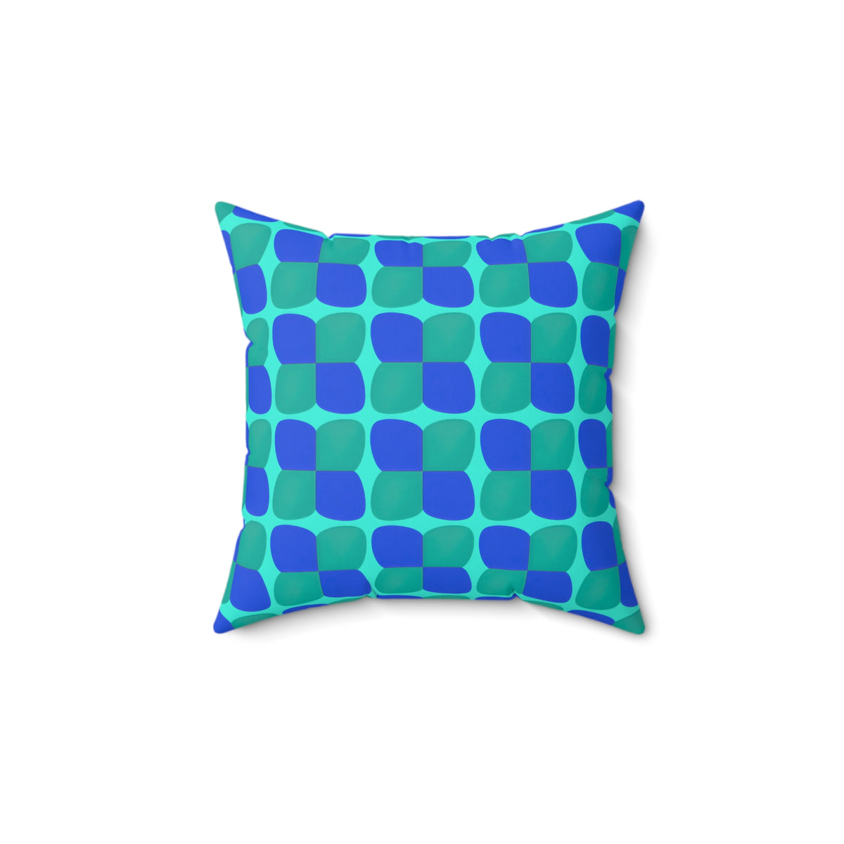 Bold Bulge Checker Faux Suede Cushion – Ocean Jewel