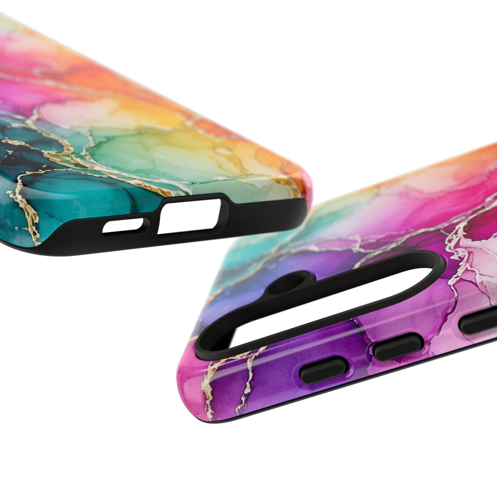 Rainbow Alcohol Ink Bloom Tough Phone Case