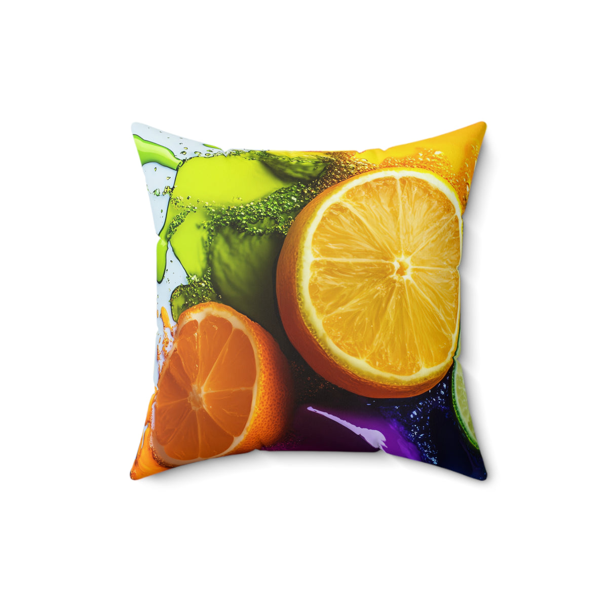 Citrus Splash Faux Suede Cushion – Fruit Splash Art