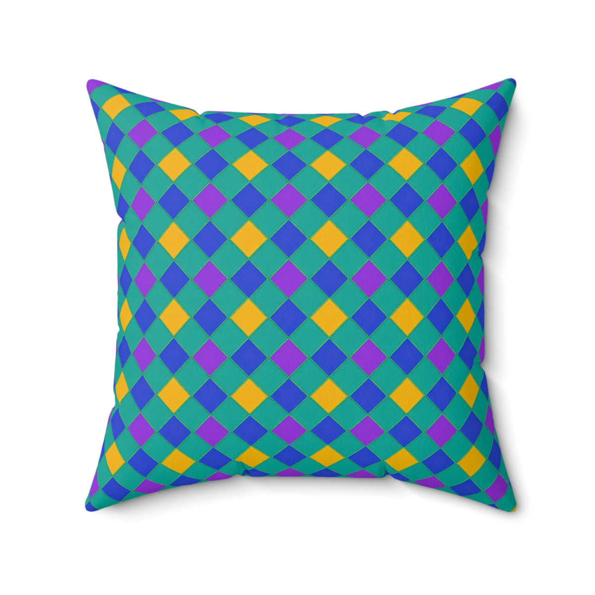 Jewel Harlequin Check Faux Suede Cushion – Peacock Jewel