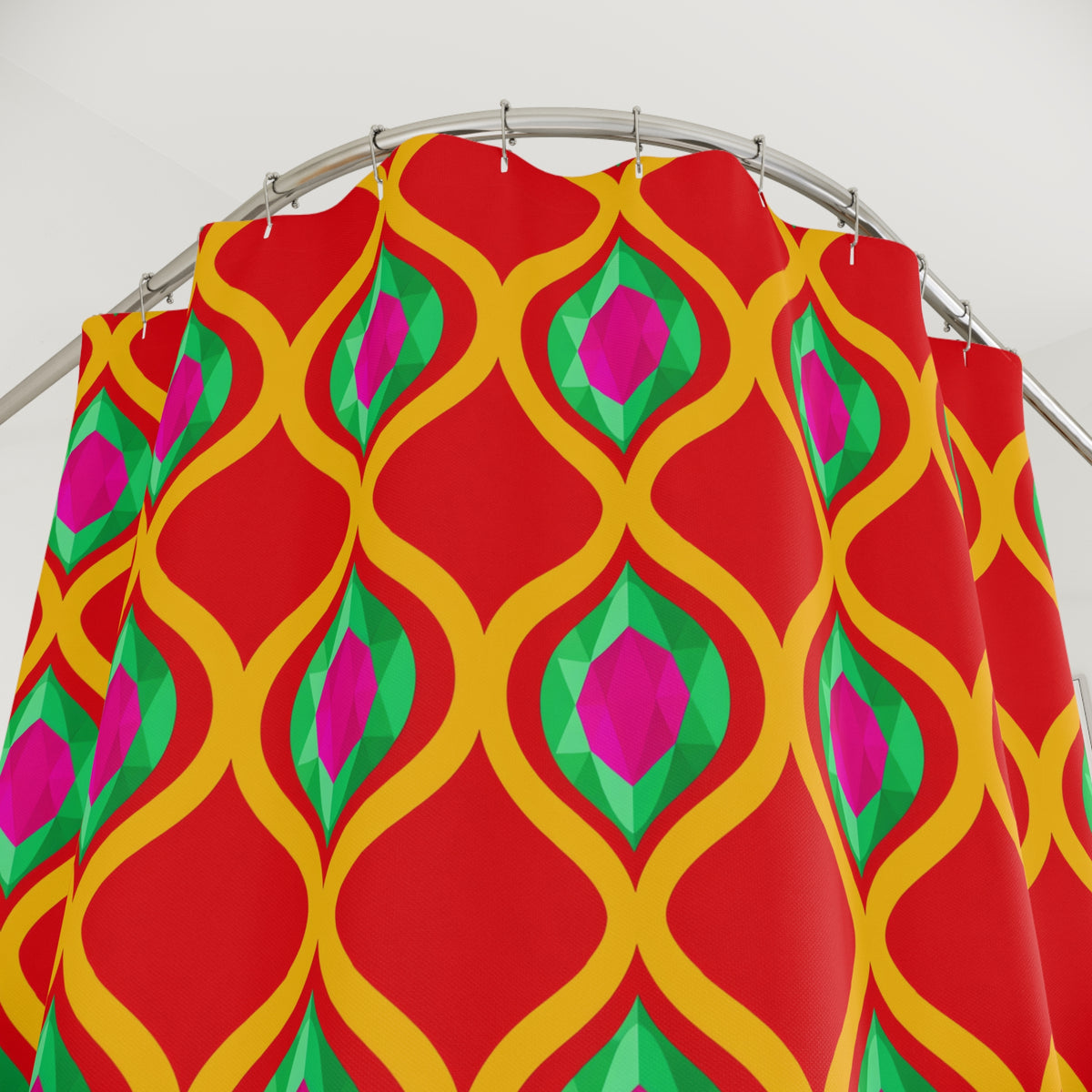 Grand Gold Ogee Lattice II Shower Curtain – Ogee Lattice Geometric Pattern