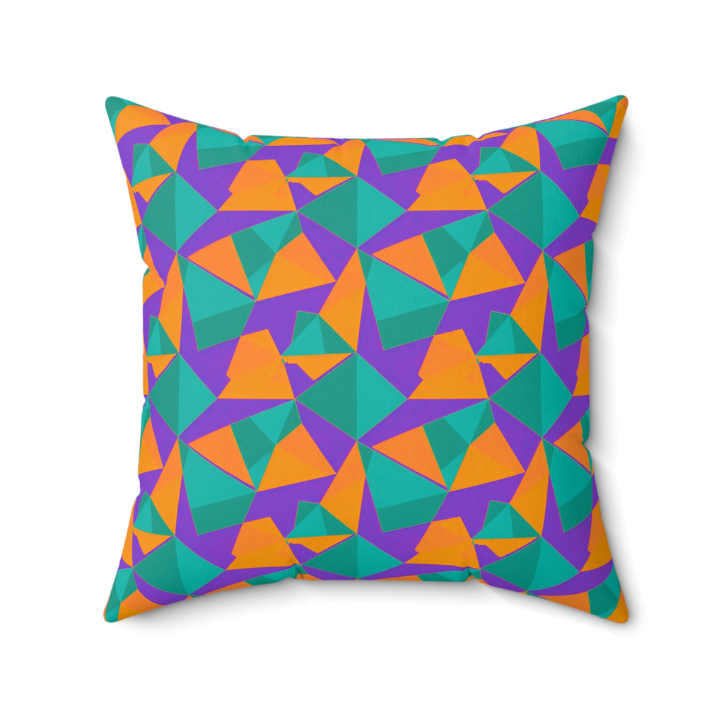 Faceted Gold Panels Faux Suede Cushion – Peacock Jewel