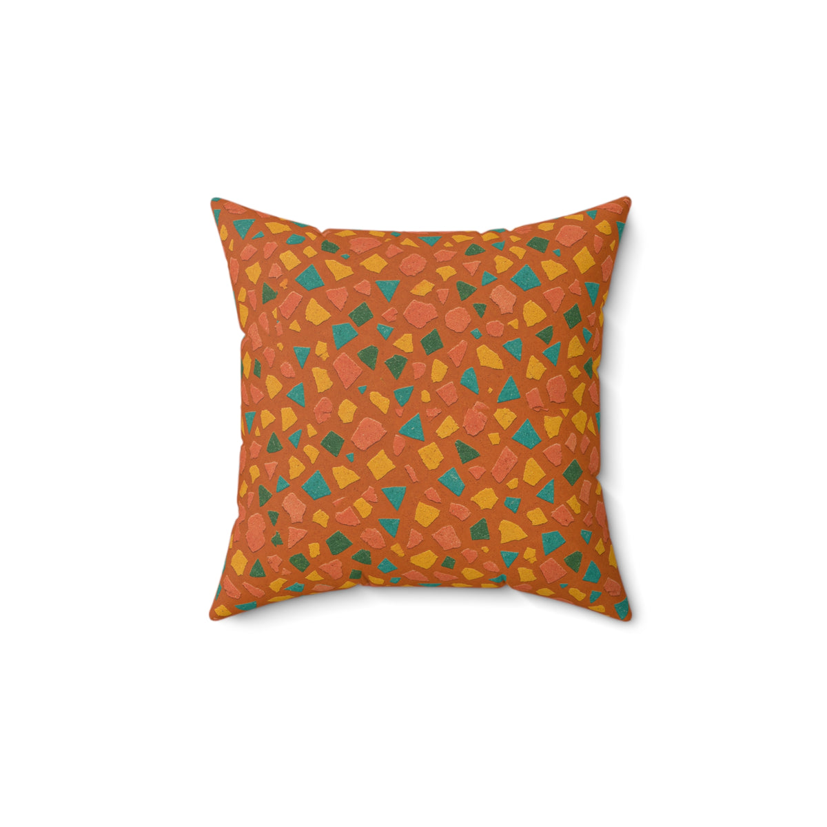 Angular Shard Scatter Faux Suede Cushion – Terrazzo Pattern