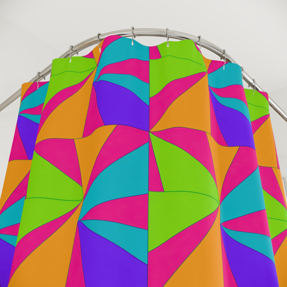 Cubist Sunburst Blocks Shower Curtain – Tropical Punch