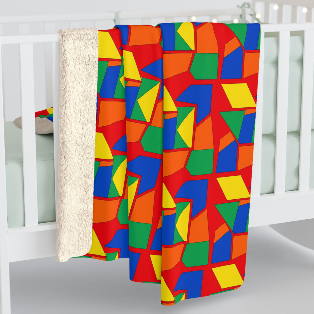 Cubist Block Quilt Sherpa Fleece Blanket – Cubist Geometric Pattern