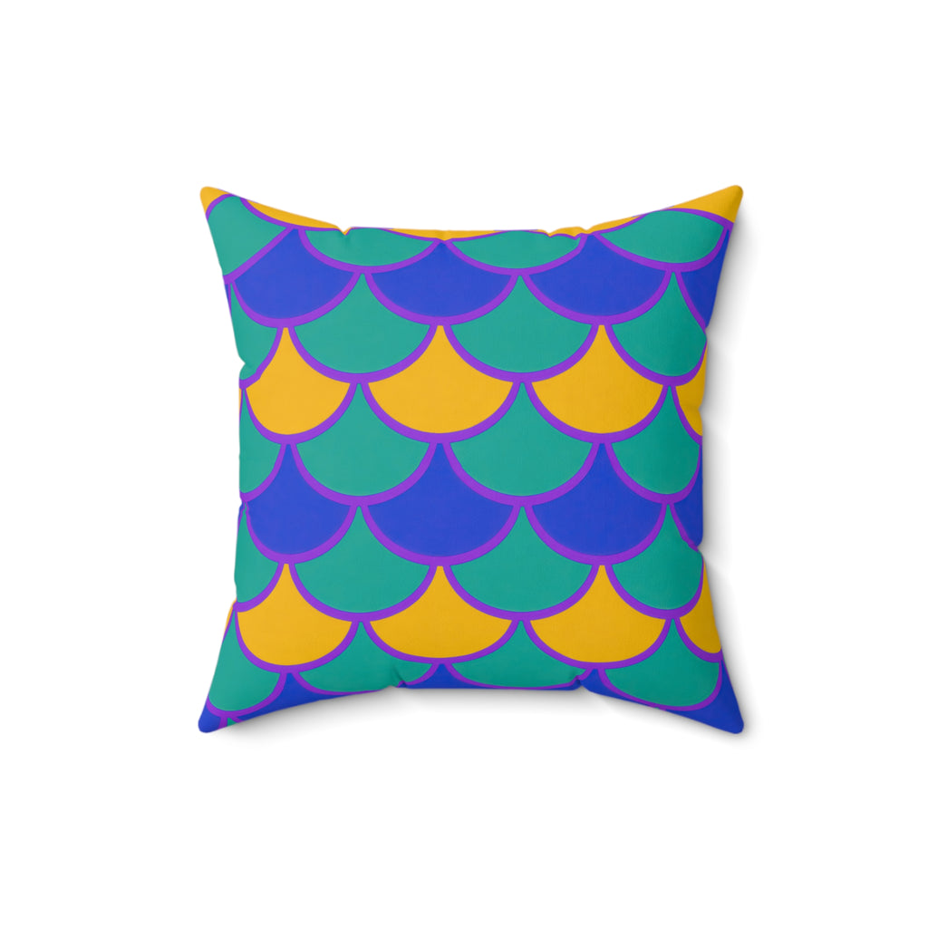 Big Jewel Scales II Faux Suede Cushion – Peacock Jewel