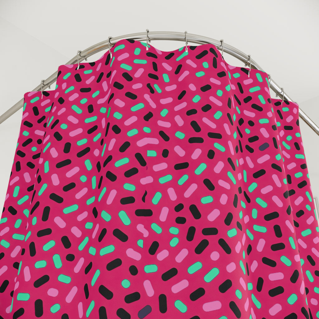 Sprinkle Pop Shower Curtain – Candy Pop on Raspberry