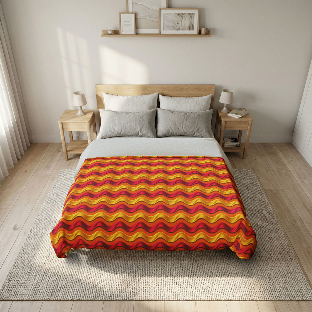 Satin Wave Bands Cotton Duvet Cover – Cranberry Spice