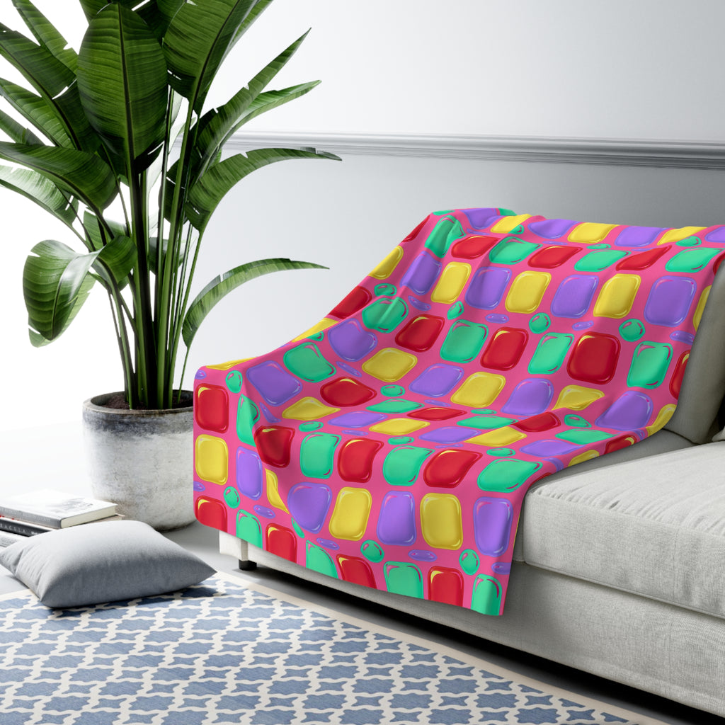 Giant Puffy Glass Cushions Sherpa Fleece Blanket – Candy Christmas