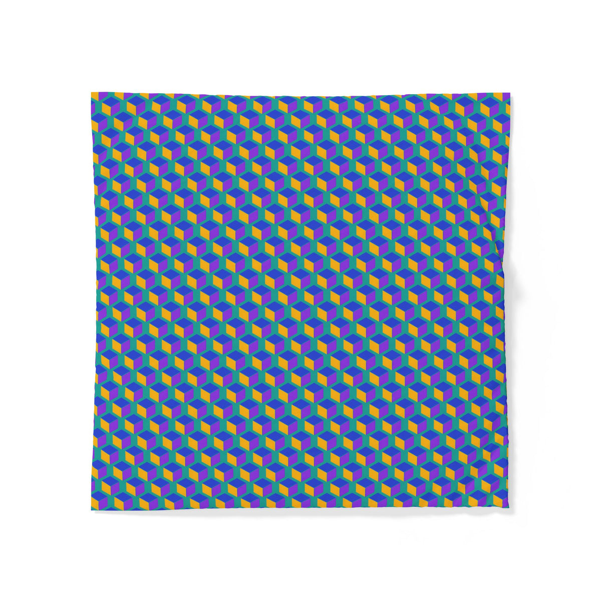 Giant Faceted Cubes II Cotton Duvet Cover – Peacock Jewel