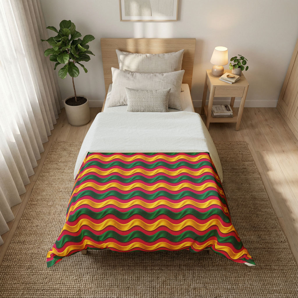 Satin Wave Bands Cotton Duvet Cover – Ribbon Waves Pattern