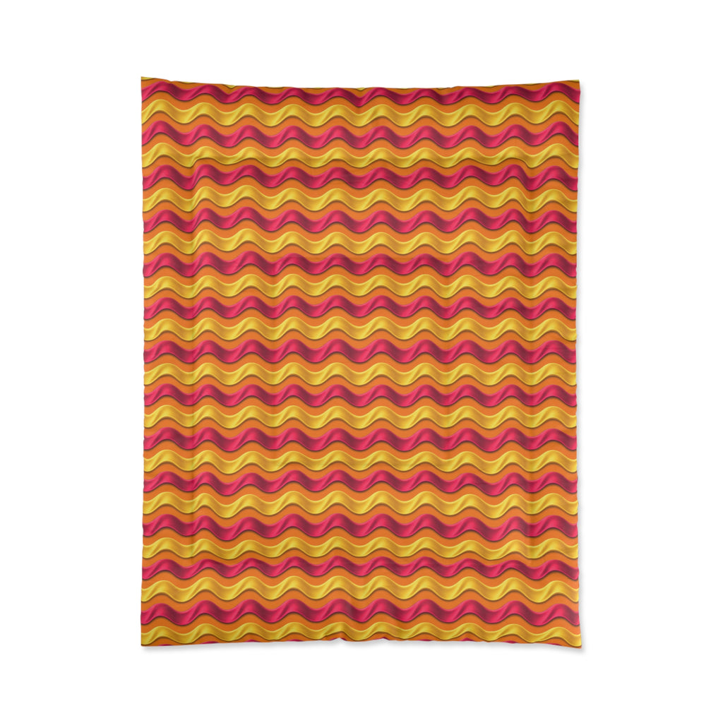 Satin Wave Bands Comforter – Cranberry Spice