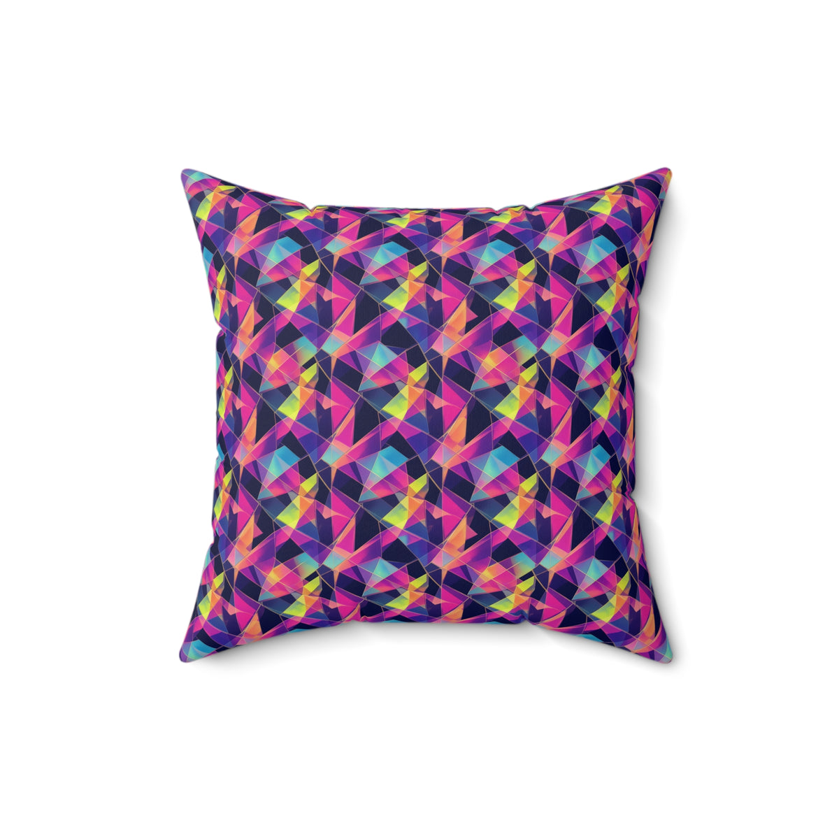 Prism Shard Cubist Faux Suede Cushion – Holographic-Look Geometric Pattern