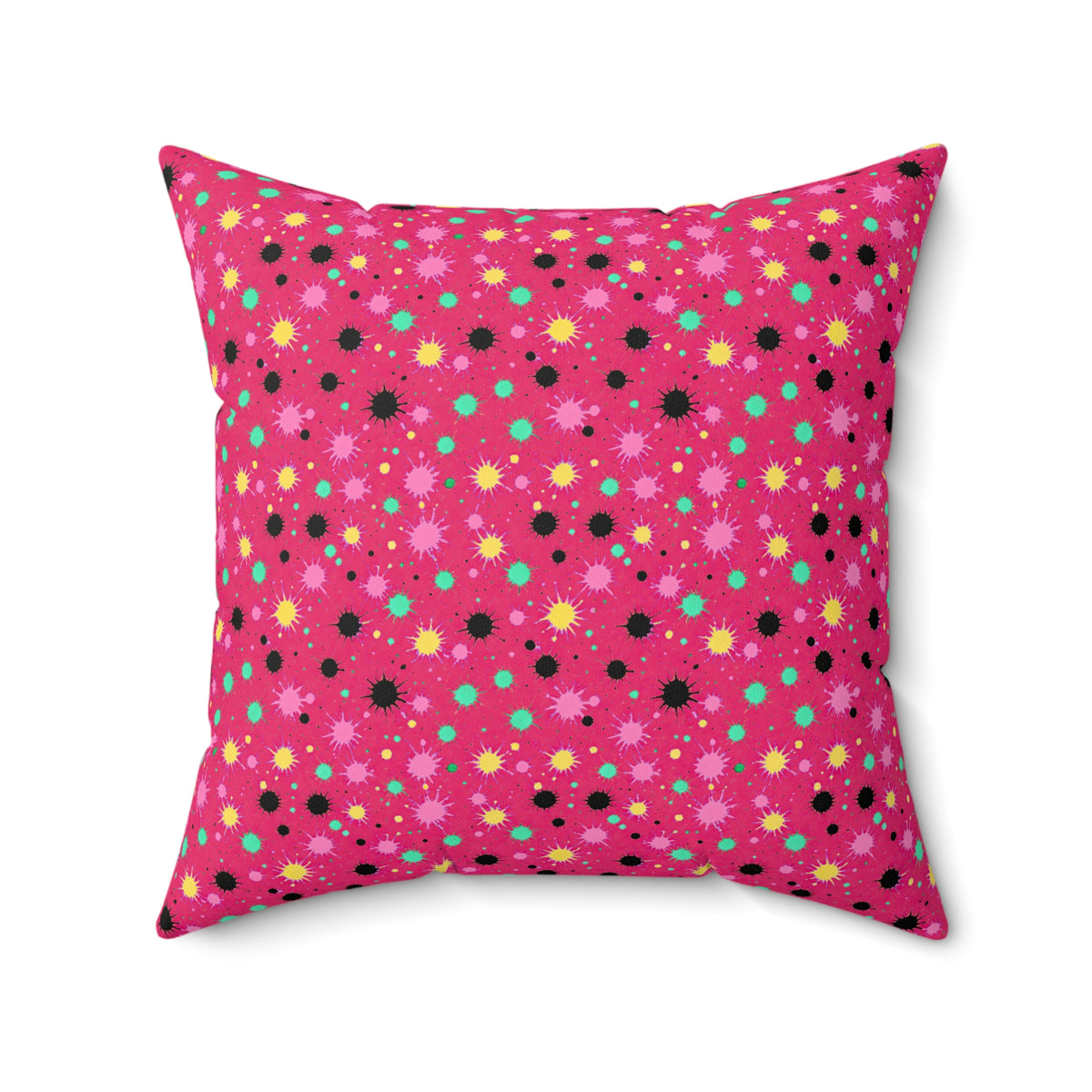 Splat Storm Faux Suede Cushion – Candy Pop on Raspberry