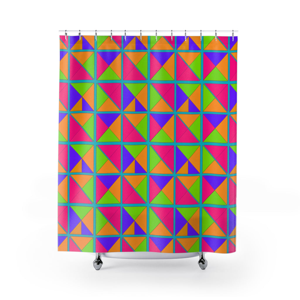 Split Square Fiesta Shower Curtain – Tropical Punch