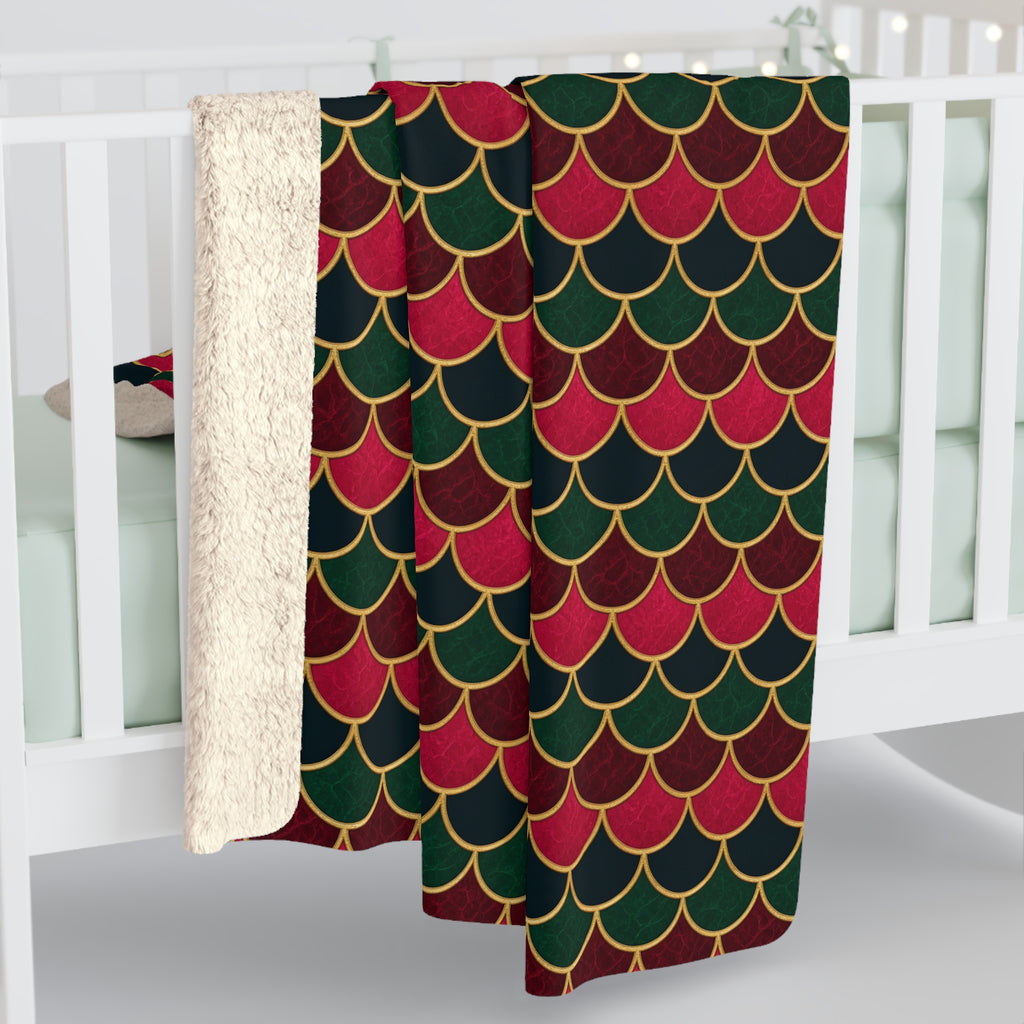 Jewel Scales Sherpa Fleece Blanket – Art Deco Pattern