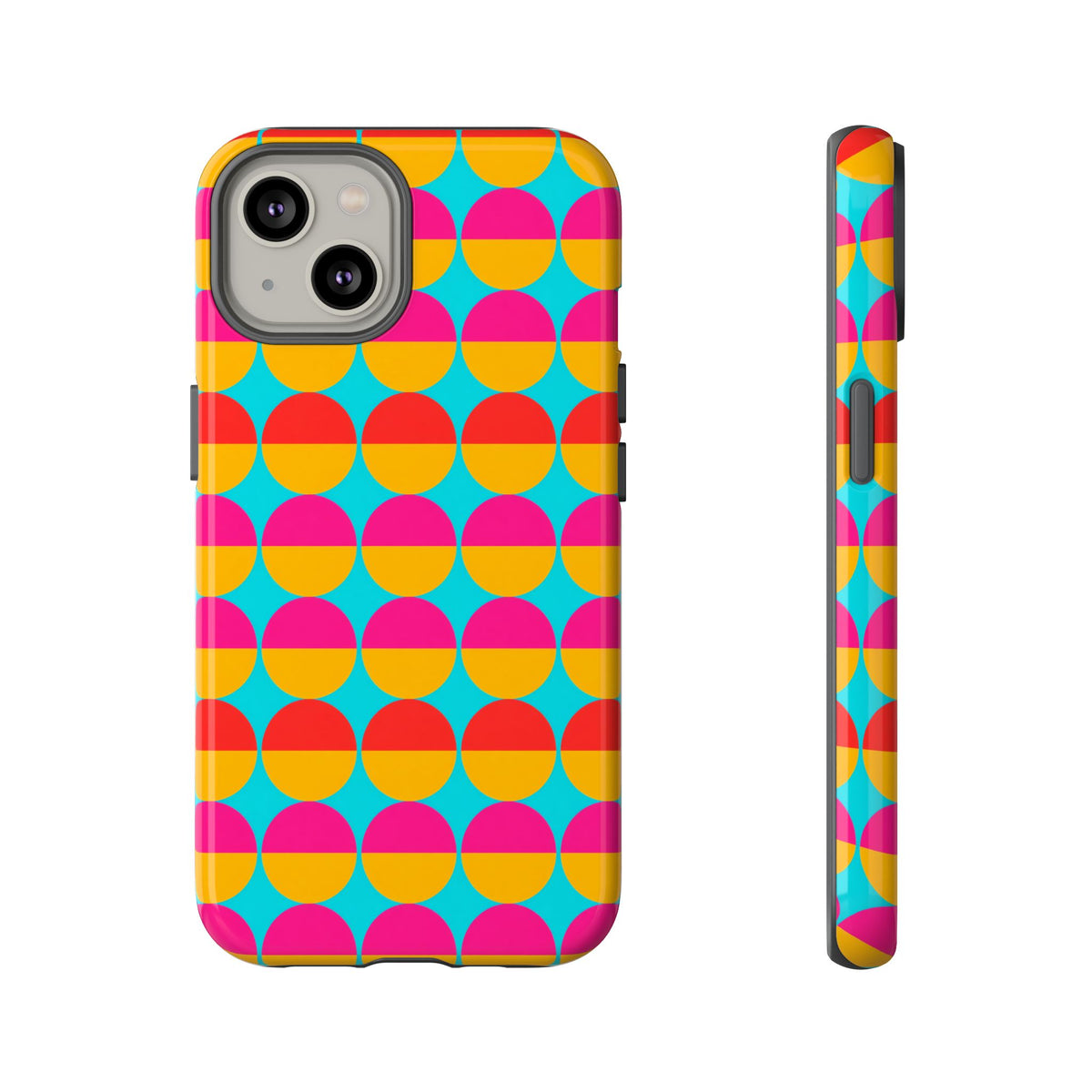 Half-Moon Stack Tough Phone Case – Geometric Blocks Pattern