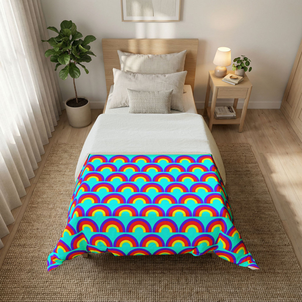 Chromatic Scallop Ripple Cotton Duvet Cover – Op-Art Scallops Pattern