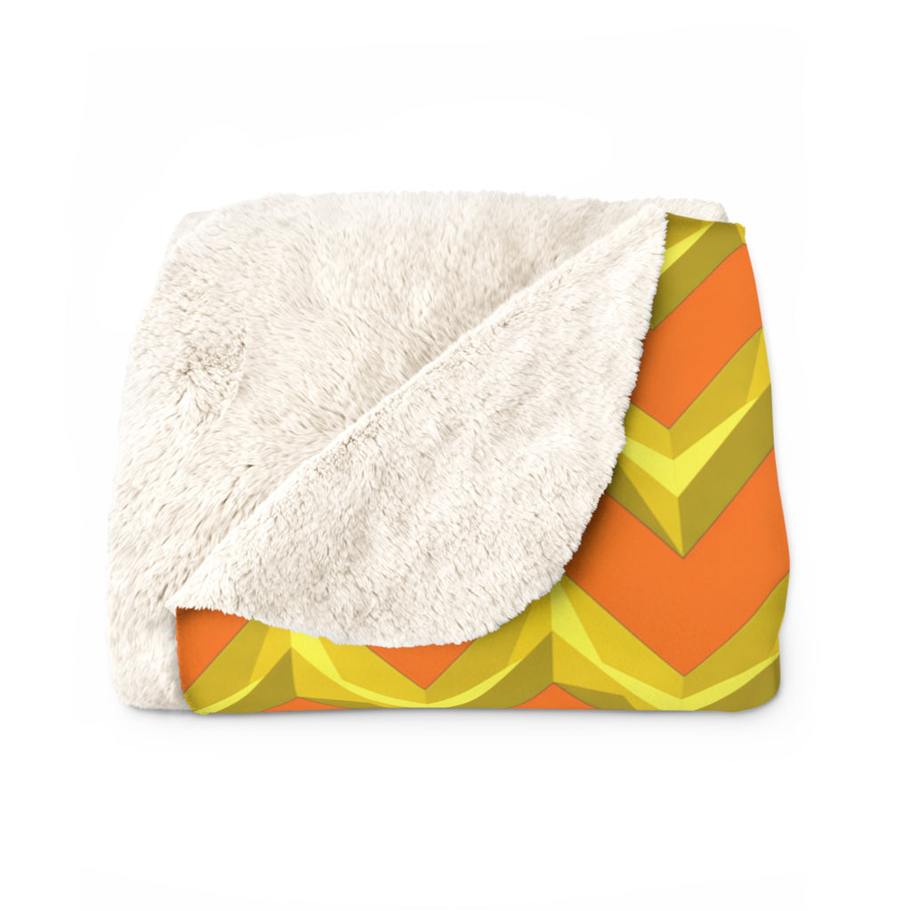 Broad Cut-Gem Chevrons Sherpa Fleece Blanket – Hot Citrus Festive