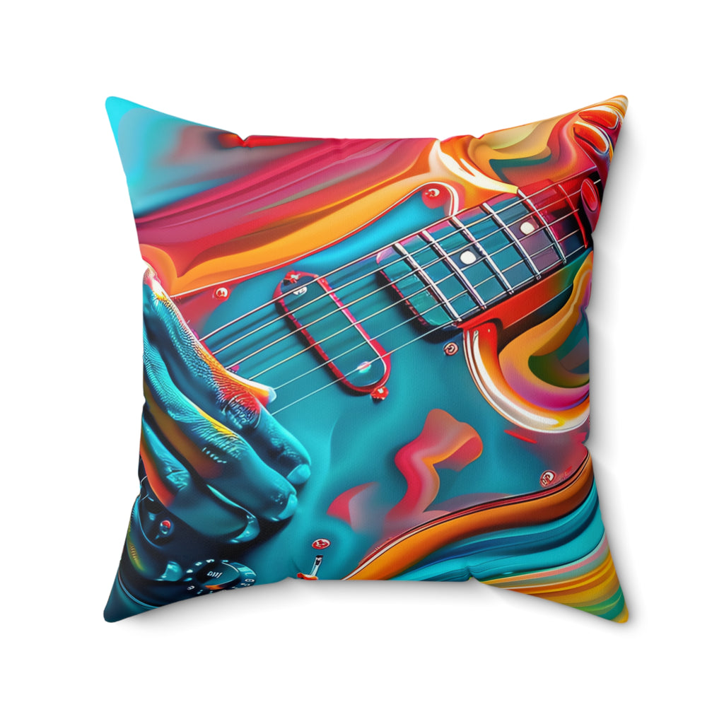 Psychedelic Guitar Hands Faux Suede Cushion – Psychedelic Music Art
