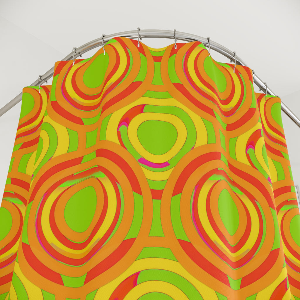Interlocking Ring Ripples Shower Curtain – Hot Citrus