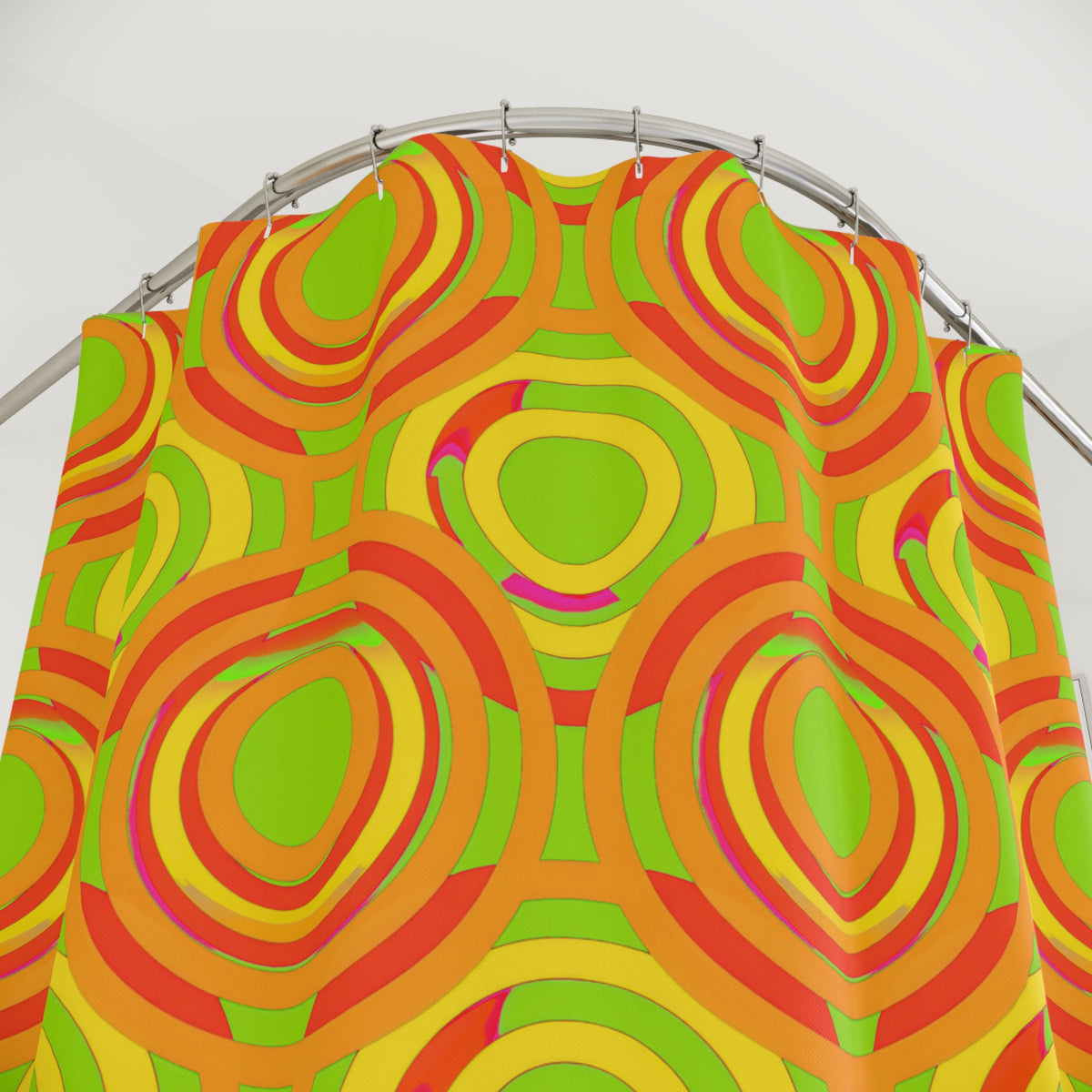 Interlocking Ring Ripples Shower Curtain – Hot Citrus