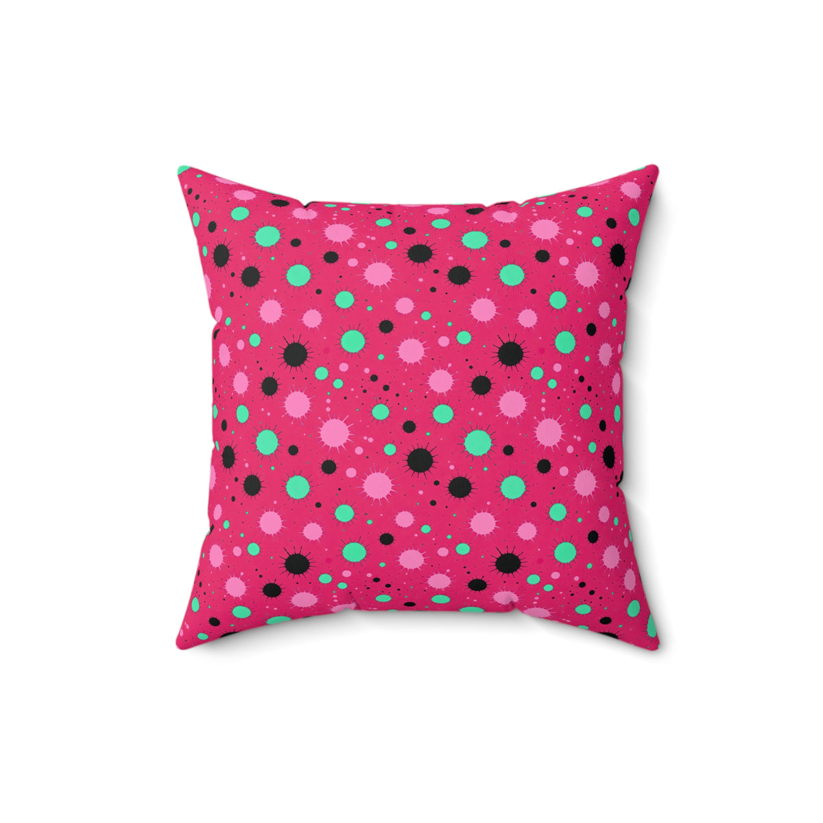 Blot Burst Faux Suede Cushion – Candy Pop on Raspberry