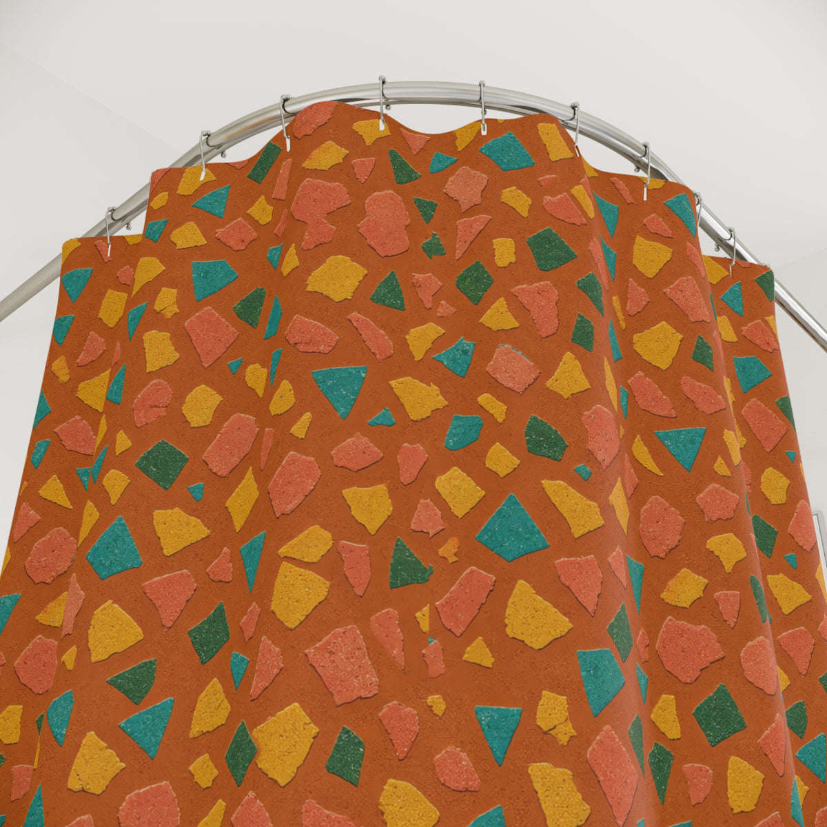 Angular Shard Scatter Shower Curtain – Terrazzo Pattern